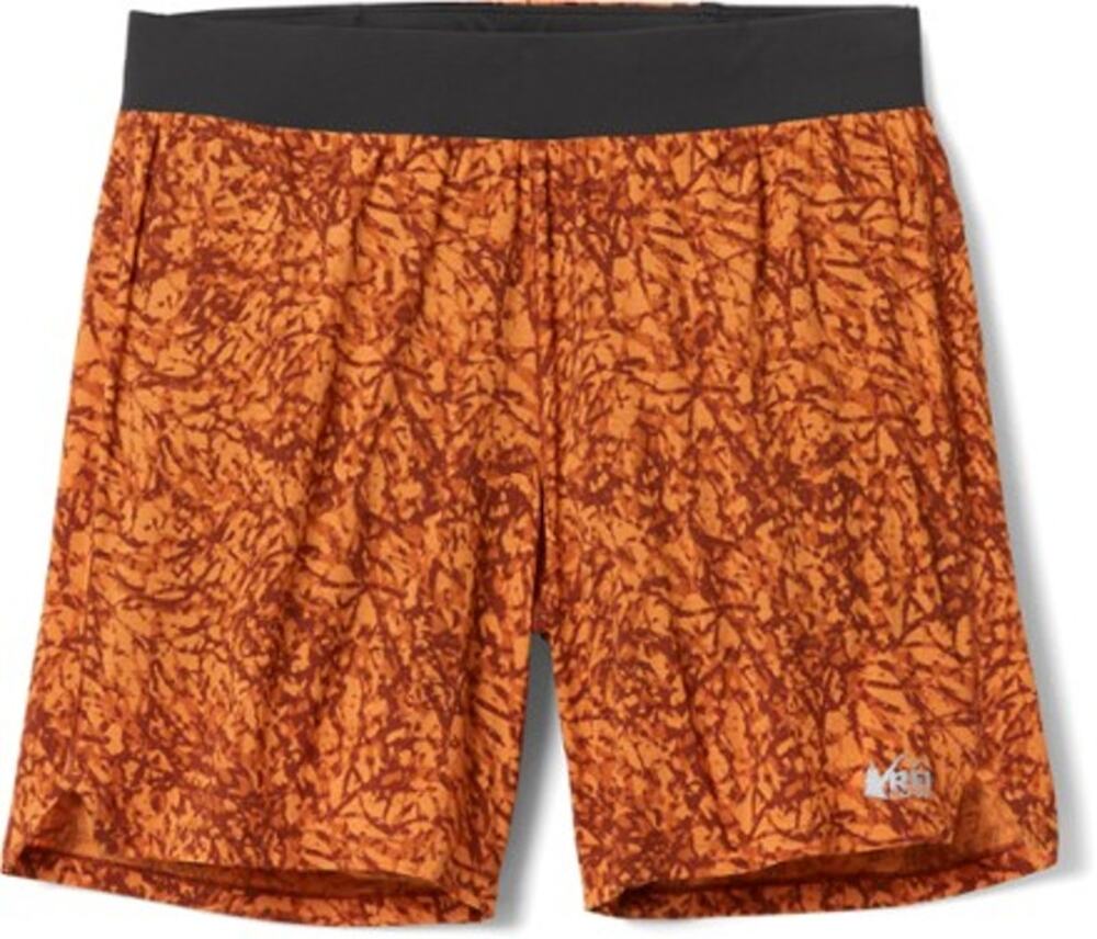 REI Co-Op Mens Swiftland 7" Orange Abstract Running Shorts Medium Athletic